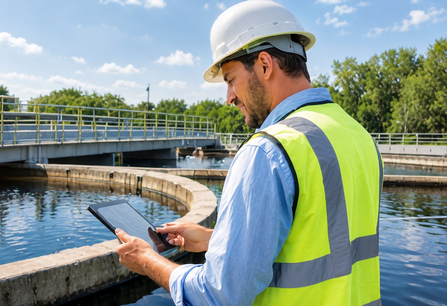 Ingénieur RIESG sur site de traitement des eaux